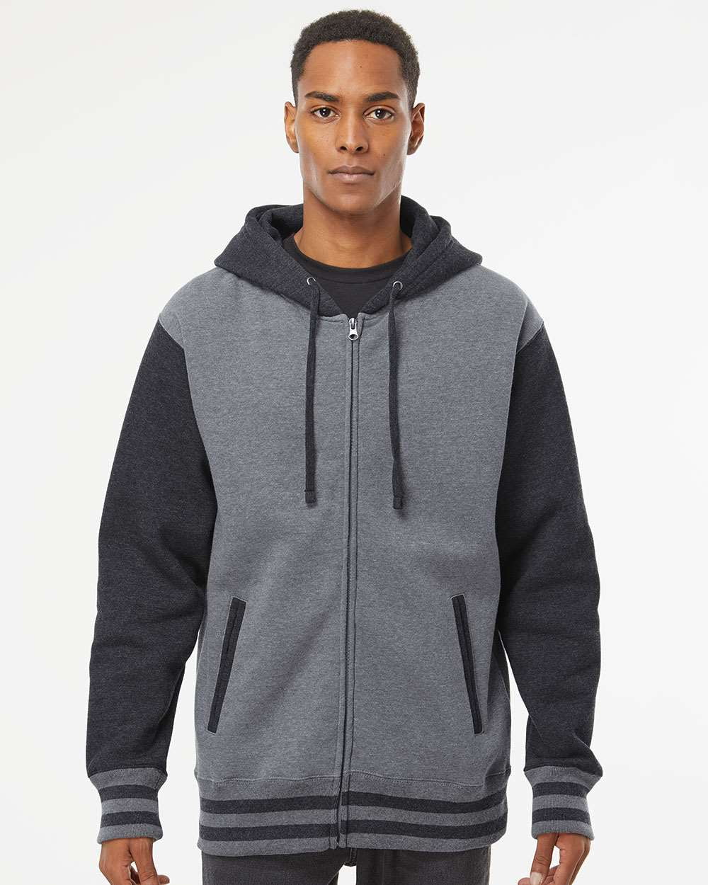 Unisex Varsity Zip Hooded Sweatshirt