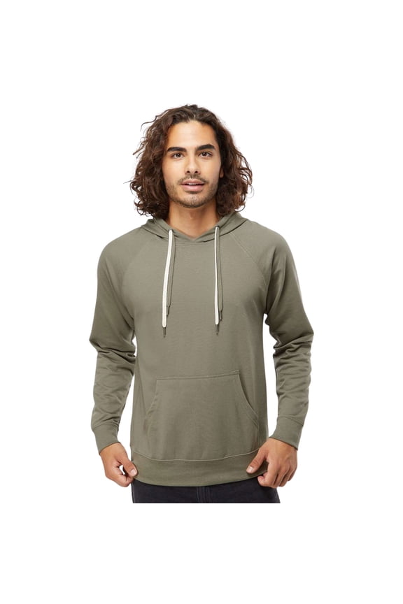 Independent Trading Co Unisex Hooded Sweatshirt, Loopback Terry 55/45 Cotton/Polyester Winter Fleece Pullover (Olive , 3XL)