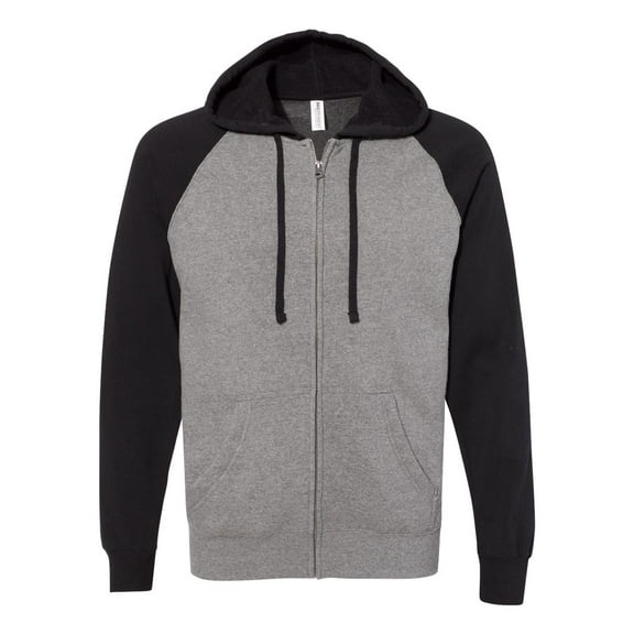 Independent Trading Co. Unisex Special Blend Raglan Full-Zip Hooded Sweatshirt Size up to 3XL