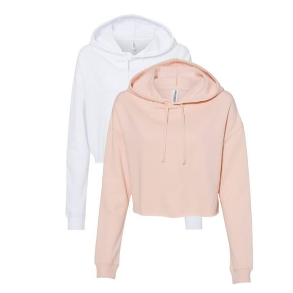 Independent Trading Co Women’s Lightweight Crop Hoodie 80/20 Ring-Spun Cotton/Polyester Pullover Essential Hooded Top (Blush White-2PCS, XS)