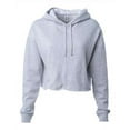 thumbnail image 1 of Independent Trading Co. Womenâ€™s Lightweight Cropped Hooded Sweatshirt AFX64CRP Grey Heather M, 1 of 5