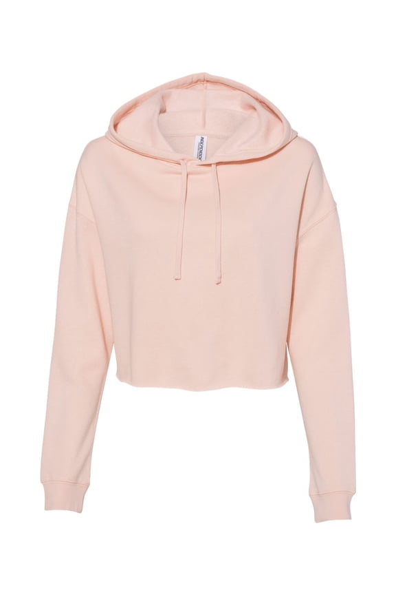 Womens Lightweight Cropped Hooded Sweatshirt, L, Blush