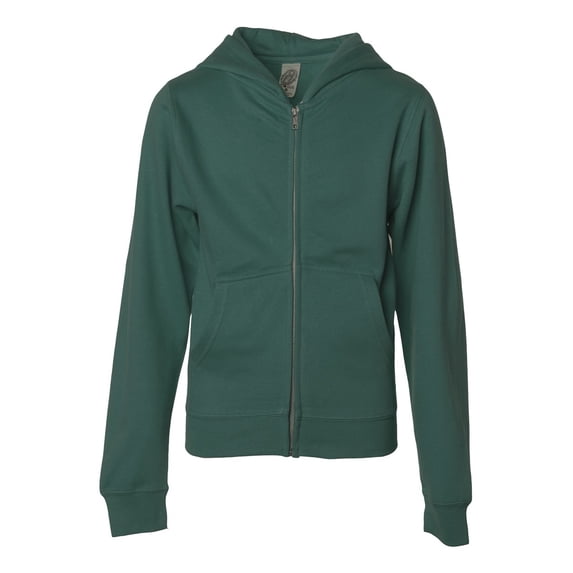 Independent Trading Co. Youth Midweight Full-Zip Hooded Sweatshirt SS4001YZ Alpine Green L