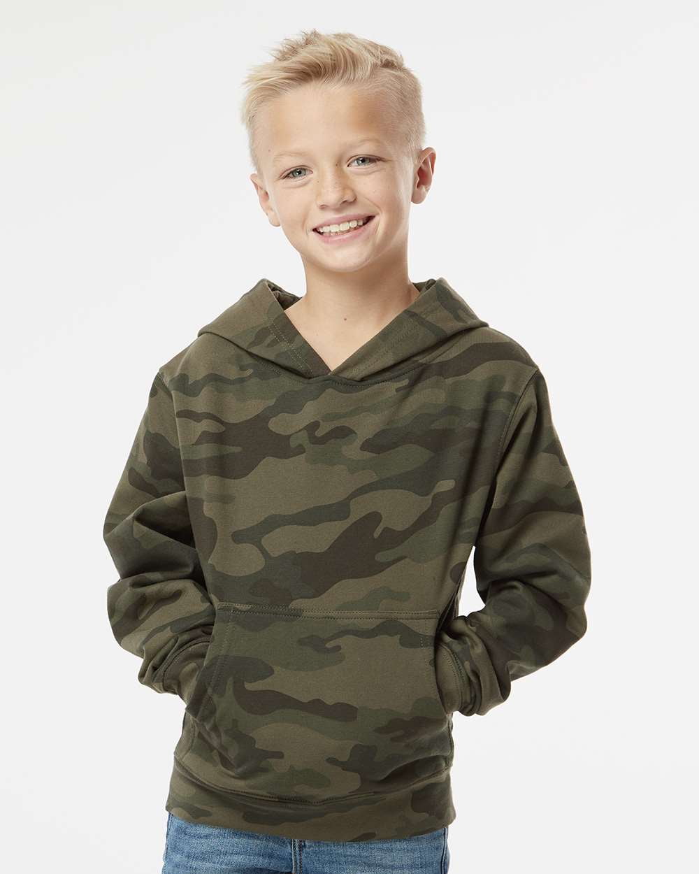 Independent Trading Co. Youth Midweight Hooded Sweatshirt SS4001Y Forest Camo L