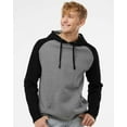thumbnail image 1 of Independent Trading Co.  mens Raglan Hooded Pullover (IND40RP) gunmetal heather/ black S, 1 of 5