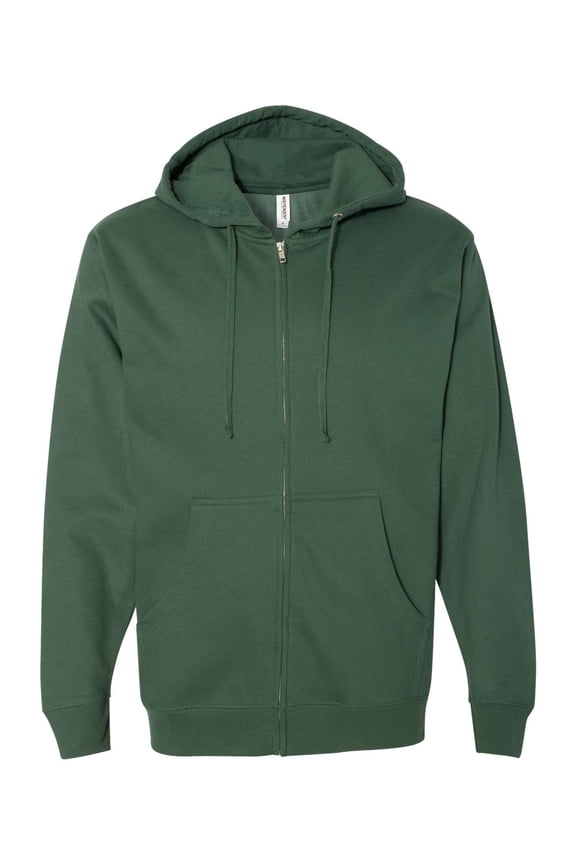 Independent Trading SS4500Z Midweight Zip Hooded Sweatshirt-Alpine Green-XS