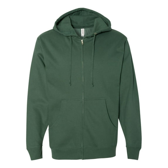 Independent Trading SS4500Z Midweight Zip Hooded Sweatshirt-Alpine Green-XS