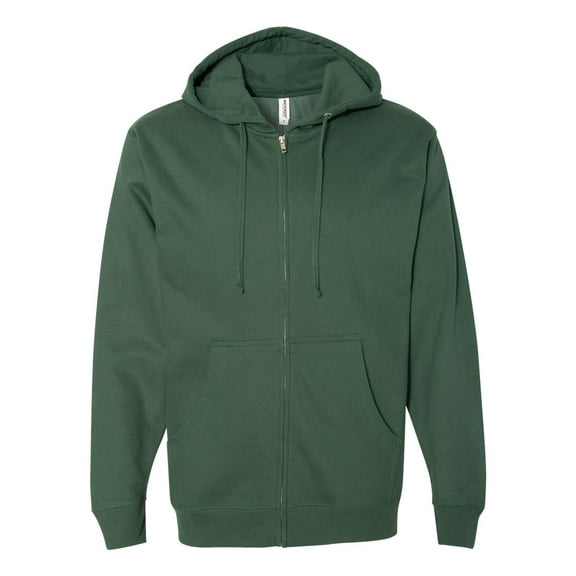 Independent Trading SS4500Z Midweight Zip Hooded Sweatshirt-Alpine Green-XS