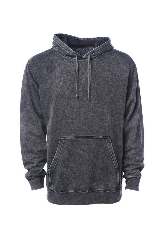 Independent Trading PRM4500MW Unisex Midweight Mineral Wash Hooded Pullover-Mineral Wash Black-MD