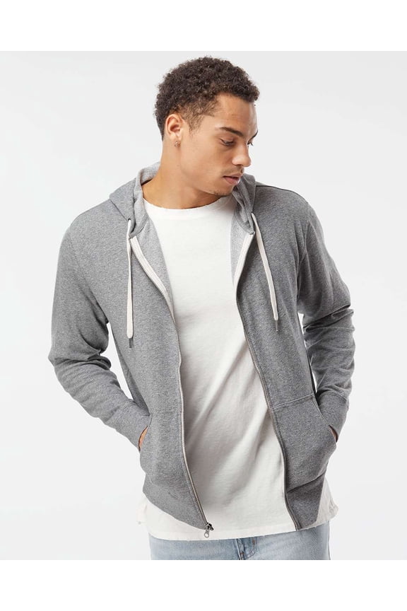 Heathered French Terry Full-Zip Hooded Sweatshirt