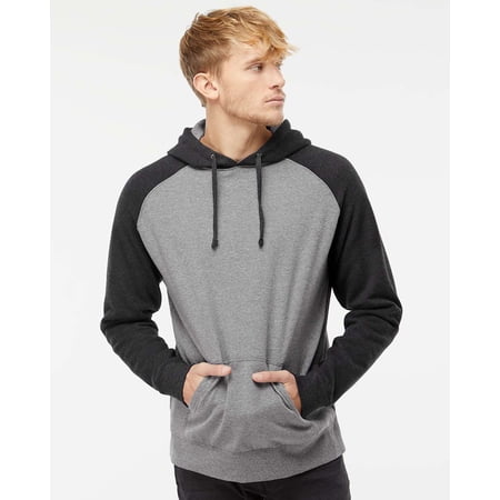 Independent Trading IND40RP Raglan Hooded Pullover Sweatshirt-GNM / CHT [LINING OR SLEEVES]-2X