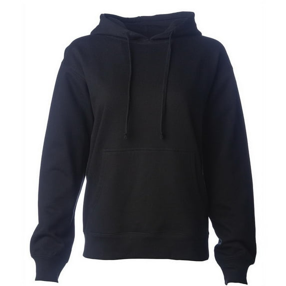 Independent Trading SS008 Womens Midweight Hooded Pullover Sweatshirt-Black-2X