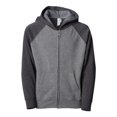 thumbnail image 1 of Independent Trading PRM15YSBZ Youth Lightweight Special Blend Raglan Zip Hood-NICKEL BODY/CARBON SLV-S, 1 of 5
