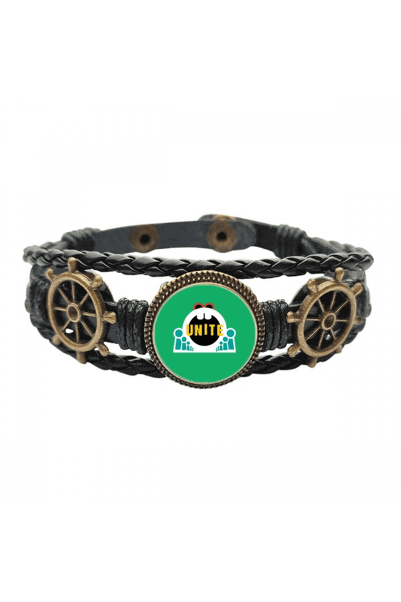 Independent Unity United States Leather Braided Ocean Bracelet Wristband