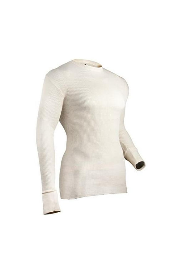 Cotton Waffle Knit Men's Thermal Top, Natural, Large
