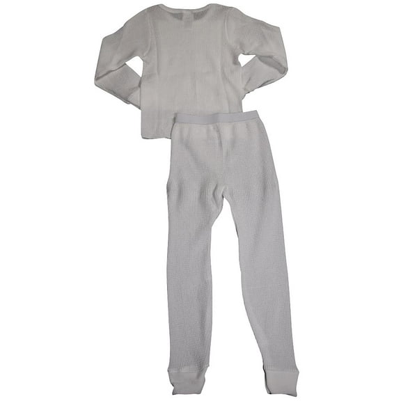 Indera Girls Long Sleeve Thermal Long John Underwear Pant and Top Set, 34209 34209-X-Small (White)