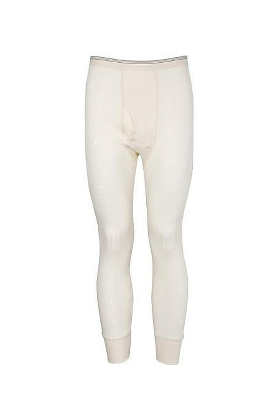 Heavyweight Knit Cotton Thermal Long Underwear Bottoms,XL, Natural