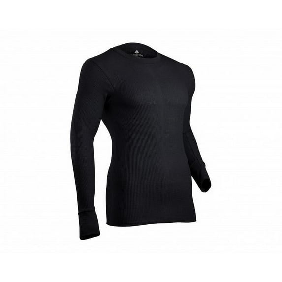 Indera Men's Cotton Waffle Knit Heavyweight Thermal Underwear Top Large Black