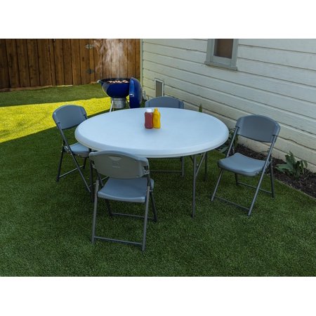 IndestrucTable Classic Folding Table, 60" Round, Platinum Granite