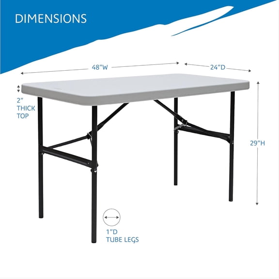 IndestrucTable Commercial Folding Table, Indoor or Outdoor, Platinum, 750 lbs. Weight Capacity, 24 W x 48 L