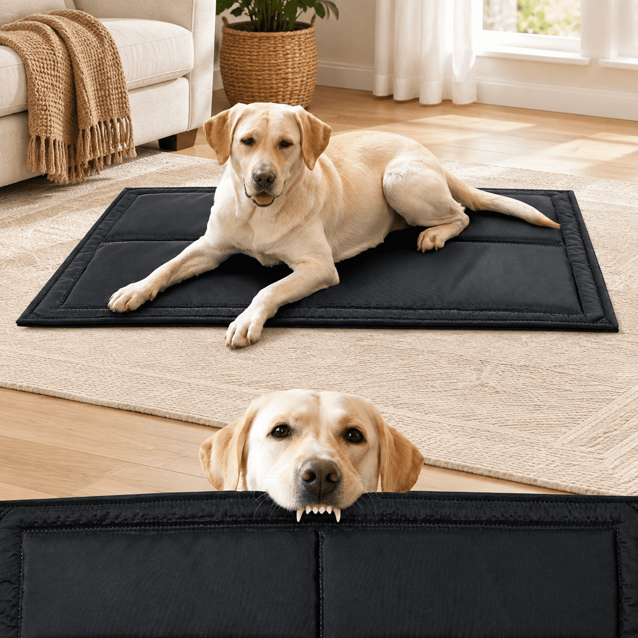 Indestructible Dog Bed, Black, Medium (22"x35"), Durable Crate Pad for ...