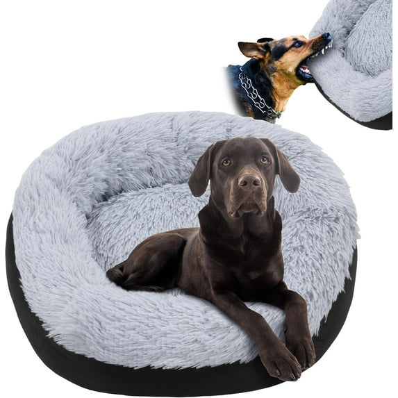 Indestructible Dog Bed, Chew Proof for Aggressive Chewers with Faux Fur Surface, Orthopedic and Durable Tough Pet Bed, Waterproof & Machine Washable-20x20x8 inches