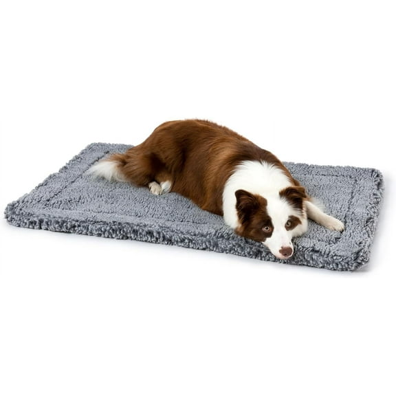 Indestructible Dog Bed - Fluffy Chew Proof Dog Crate Pad - Tough Kennel Pad for Aggressive Chewers - Washable, Ideal for Large Breeds & Fits 36-Inch Crate - 35"x22", Charcoal
