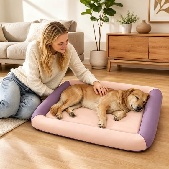 Indestructible Dog Bed Tough and Tear Proof Dog Crate Bed with Heavy-Duty -Backed Cover for Waterproof Outdoor Use Wipe Clean for Dogs up to 25 lbs, Dog Bed for Couch, Washable Pink Dog Bed Mats