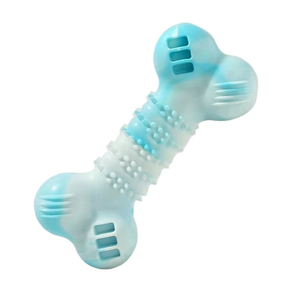 Indestructible Dog Bone Toy for Aggressive Chewers, Long-Lasting TPR Rubber Chew Ball for Small Medium Dogs Training, Blue