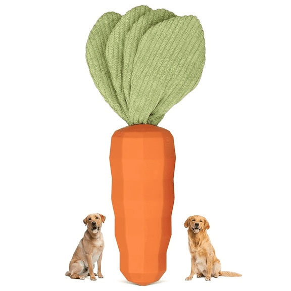 Indestructible Dog Chew Toy for Aggressive Chewers - Extreme Tough & Durable Rubber Carrot Toy for Large & Medium Dogs, Non-Toxic, Boredom Buster, Funny Design, Long-Lasting Chew Bone