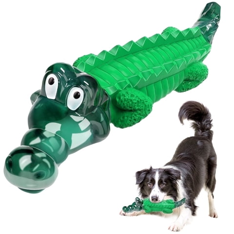 Indestructible Dog Chew Toy for Aggressive Large Dogs, Alligator Shape, Nylon & Rubber, Dental Care