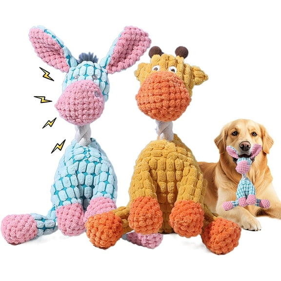 Indestructible Dog Toy, 2025 Upgrade Dog Toys for Aggressive Chewers Small Medium Large Breed, Interactive Squeaky Dog Toys Pet Plush Toys for Teething (Blue+Orange)