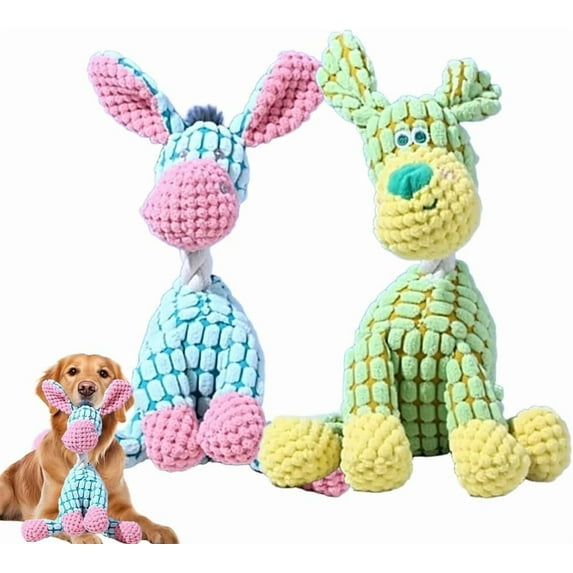 Indestructible Dog Toy, 2026 New Durable Plush Dog Toys for Aggressive Chewers, Squeaky Chew Toy for Small Medium Large Dogs Puppy Teething Toys (Blue+Green)