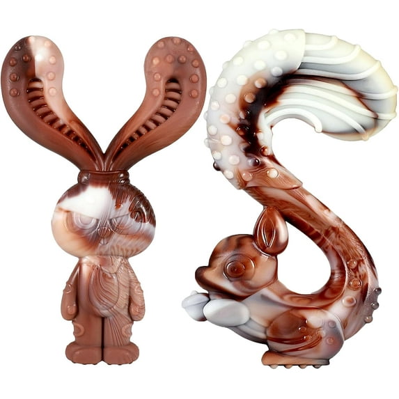 Indestructible Dog Toys for Aggressive Chewers, Tough and Durable Chew Toys for Large Medium Dogs, Interactive Dog Chew Toys to Keep Them Busy (D Rabbit+Squirrel)