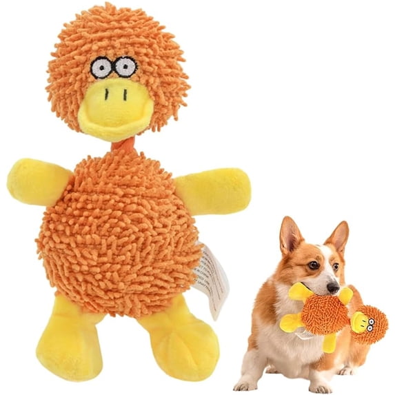 Indestructible Dog Toys, Dog Toys for Aggressive Chewers, Stuffed Animal Dog Plush Chewing Toy, Interactive Dog Squeak Toys for Puppy, Small, Medium, Large Dogs 7 Inches(Orange)