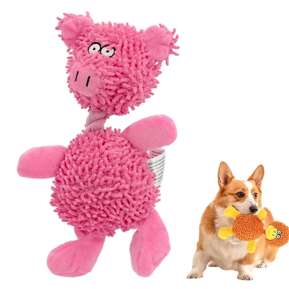 Indestructible Dog Toys, Dog Toys for Aggressive Chewers, Stuffed Animal Dog Plush Chewing Toy, Interactive Dog Squeak Toys for Puppy, Small, Medium, Large Dogs 7 Inches(Hot Pink)