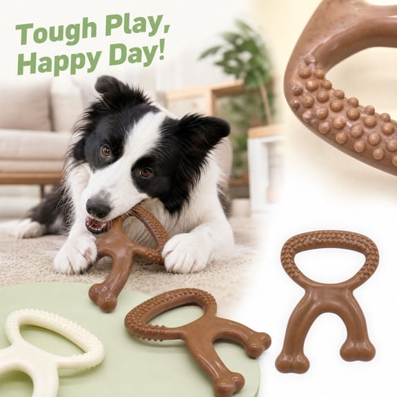 Indestructible Dog Toys for Aggressive Chewers,Interactive Dog Toys for Boredom,Dog Teeth Bone,1 Pack