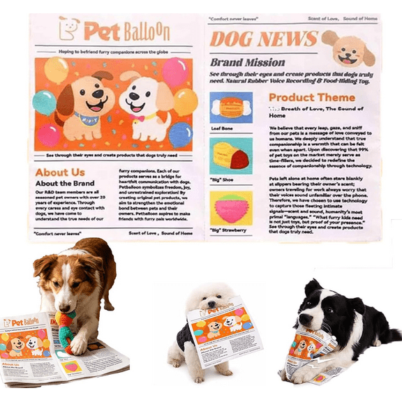 Indestructible Newspaper Dog Toy, Crinkle Interactive Dog Toy with Realistic Paper Look, Durable Washable Bite-Resistant for Small Medium Dogs Poodle, Teddy, Shih Tzu (1PCS)