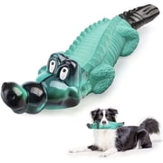 Indestructible Chew Toy for Aggressive Chewers & Puppies - Durable Non-Squeaky Alligator Dog Toy, Tough Rubber Chew for Large Breed Dogs like Husky, German Shepherd 9.6in-2.6in