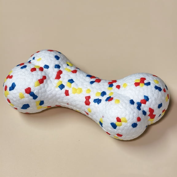 Non-Toxic Dog Chew Bone, Popcorn Ball Texture for Teeth Grinding, Boredom Relief Toy for Power Chewers & Large Breeds (White,S)