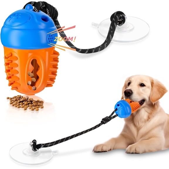 Interactive Puzzle ,Cognitive Dogs to Stimulate Their Brain, Dispensing Toys with Slow Feeder, Suction Cup Toys,Blue Orange