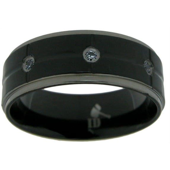 Indestructible black titanium wedding band for men