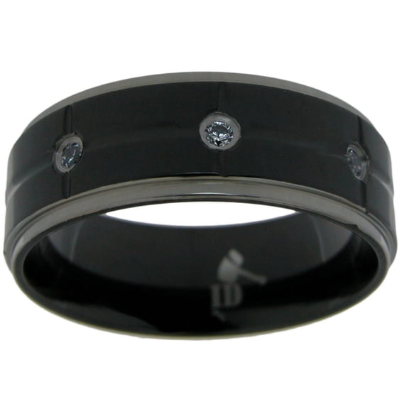 Indestructible black titanium wedding band for men