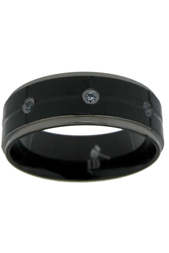 Indestructible black titanium wedding band for men