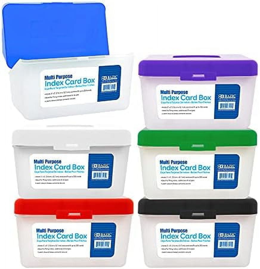 Index Card Box 3"X5", Top Utility Plastic Storage Case 250 Cards Capacity, Flash Card Holder