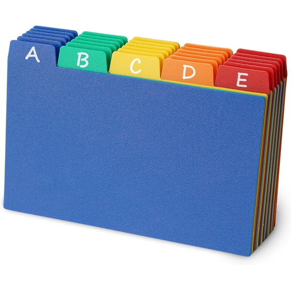 Index Card Dividers Tabs 3x5 Poly Plastic Card File Guides 3" x 5", Colored, 30 Pack