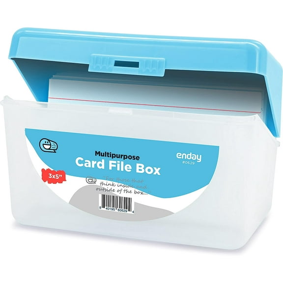 Index Card Holder Blue, 3x5 Note Flash Card Organizer Case, Index Card File w/ flip top, Notecard Recipe, Holder, Holds 250 Cards, Also Available in Purple, Red, Green, Grey, Pink (1 PC)