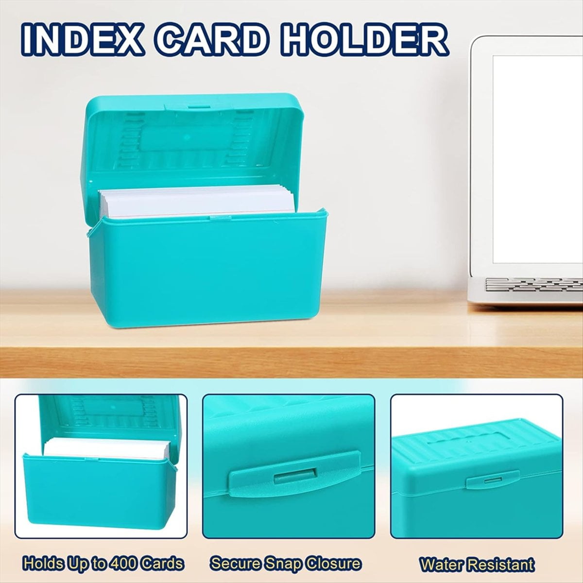 Index Card Holder Box 3x5In, Flash Note Card Holder Box Organizer Case, 3x5 Index Card Storage File Box, 4 Colors Pack