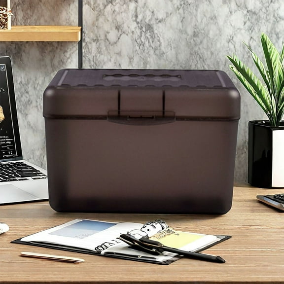 Index Card Storage Box 1PC Organizer for Memo Cards, Paper Notes & Bookmarks, Durable Clamshell Lid, Portable Workspace Solution for Students & Professionals(Brown)