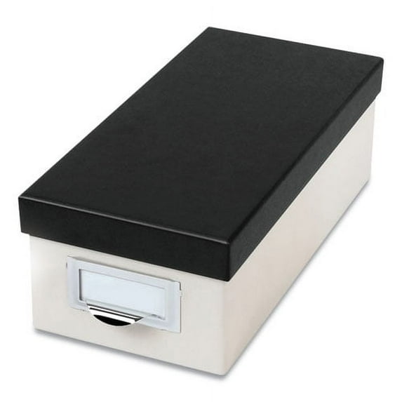 Index Card Storage Box, Holds 1,000 3 X 5 Cards, 5.5 X 11.5 X 3.88, Pressboard, Marble White/black | Bundle of 10 Each